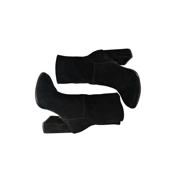 CHINESE LAUNDRY! BLACK SUPER SOFT SUEDE LEATHER CHUNKY HEEL ANKLE BOOTS! SZ 5M - Picture 7 of 10